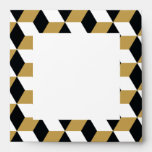 Gold Black & White 3D Cubes Pattern envelopes