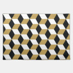 Gold Black & White 3D Cubes Pattern placemats
