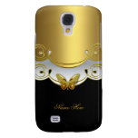 Gold Black White Butterfly Galaxy S4 Cases