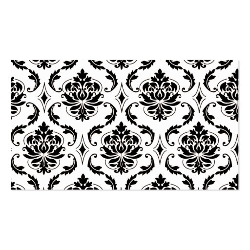 Gold, Black, White Damask Wedding Place Card Business Card Template (back side)