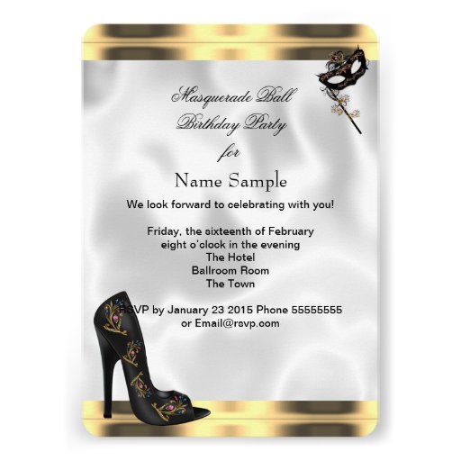 Gold Black White Masquerade Ball Party Mask Jewel Card
