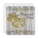 Gold Black White Masquerade Party Personalized Announcement
