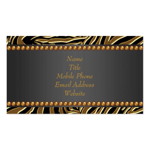 Gold Black Zebra Business Card (back side)