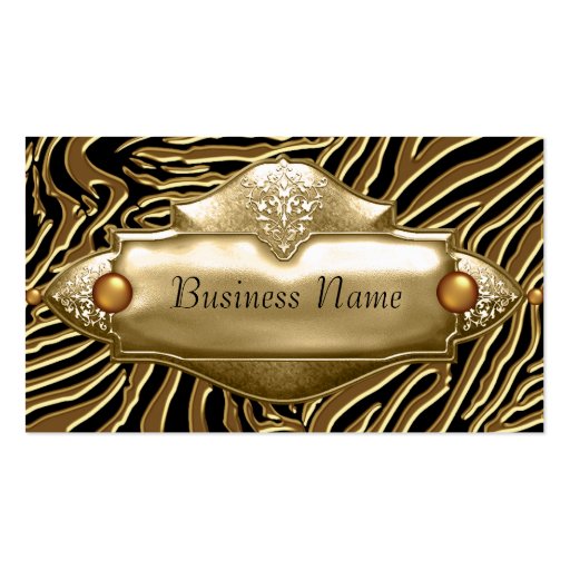 Gold Black Zebra Business Card (front side)