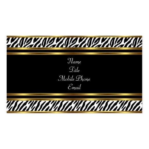 Gold Black Zebra Business Cards (back side)