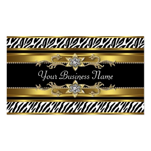 Gold Black Zebra Business Cards (front side)
