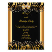 Gold Black Zebra Elegant Birthday Party invitations