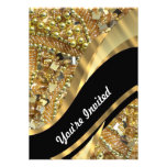 Gold bling & black swirl pattern custom announcement