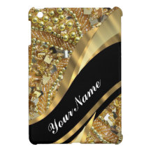 Gold bling & black swirl pattern iPad mini covers