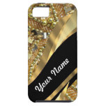 Gold bling & black swirl pattern iPhone 5 covers