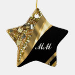 Gold bling & black swirl pattern ornaments