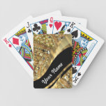 Gold bling & black swirl pattern bicycle playing cards