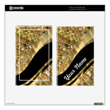 Gold bling & black swirl pattern skin for kindle fire