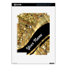Gold bling & black swirl pattern skin for iPad 3