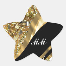 Gold bling & black swirl pattern sticker