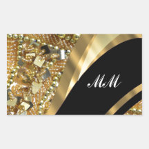 Gold bling & black swirl pattern stickers