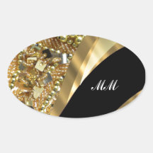 Gold bling & black swirl pattern stickers