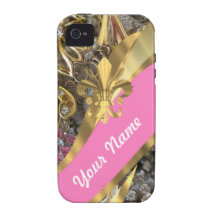 Gold bling fleur de lys Case-Mate iPhone 4 case