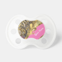 Gold bling fleur de lys pacifiers