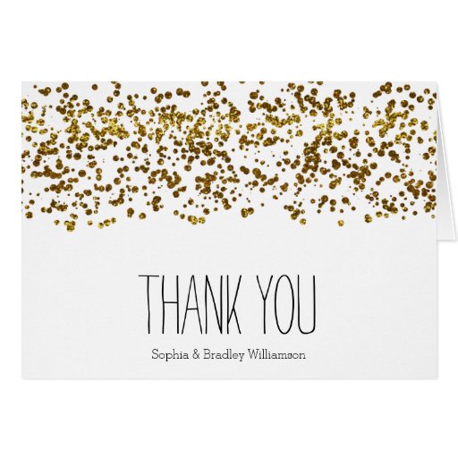 Gold Bling Glitter Confetti Thank you Card Zazzle