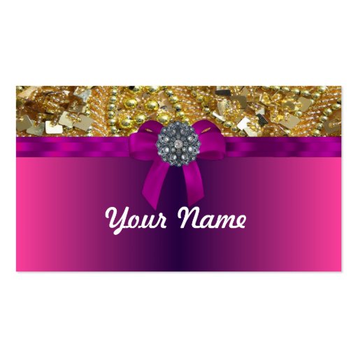 Gold bling & magenta business card
