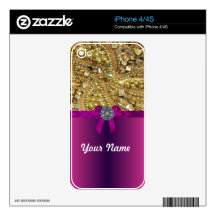 Gold bling & magenta decal for iPhone 4