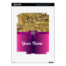 Gold bling & magenta iPad 3 skins