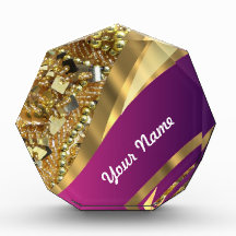 Gold bling & magenta swirl award