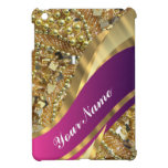 Gold bling & magenta swirl iPad mini cover