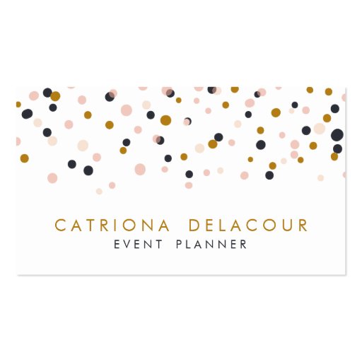 Gold & Blush Confetti Dots Business Card (front side)