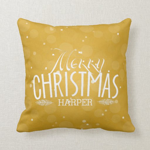 Gold Bokeh Merry Christmas Pillow Zazzle