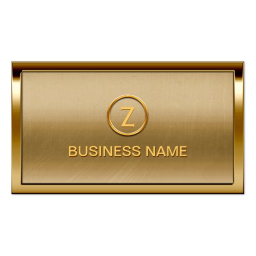 Gold Border Monogram Bronze Business Card (front side)