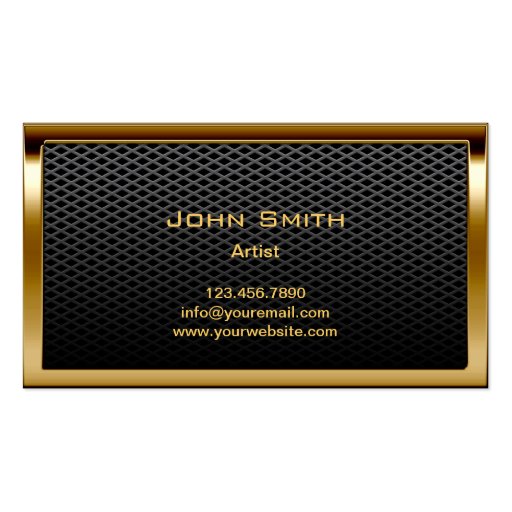 Gold Border Monogram Metal Cells Business Card (back side)