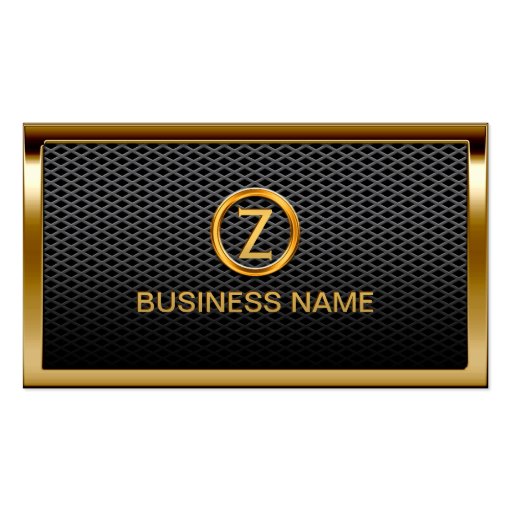 Gold Border Monogram Metal Cells Business Card (front side)