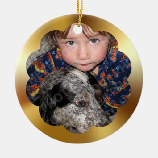 Gold Border Photo Frame Christmas Ornament