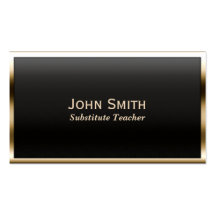 Gold Border Substitute Teacher Business Card