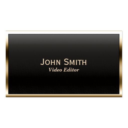 Gold Border Video Editor Business Card (front side)
