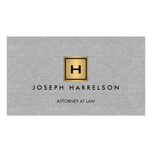 GOLD BOX LOGO with YOUR INITIAL/MONOGRAM on Linen Business Cards (front side)