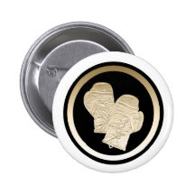 GOLD BOXING GLOVES PINBACK BUTTON