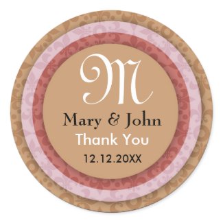 Gold Bride and Groom Thank You Monogram Seals sticker