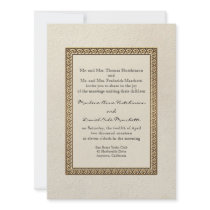 Gold Brocade Damask Floral Formal Elegant Wedding Invitation