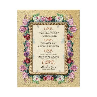 Gold Brocade Floral Love is Wedding Personalized Canvas Prints by 