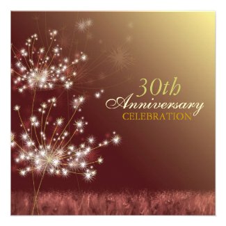 Gold + Brown 30th Fall Wedding Anniversary Party Invitations