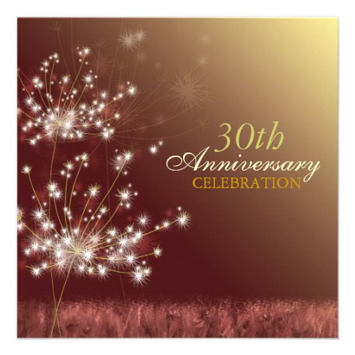 Gold + Brown 30th Fall Wedding Anniversary Party Invitations (front side)