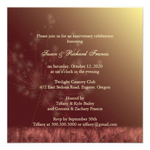 Gold + Brown 30th Fall Wedding Anniversary Party Invitations