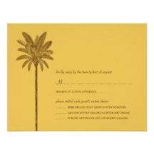 Gold & Brown Beach RSVP Cards (with menu items) Custom Invite
