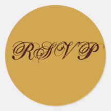 Gold Brown RSVP Wedding Sticker