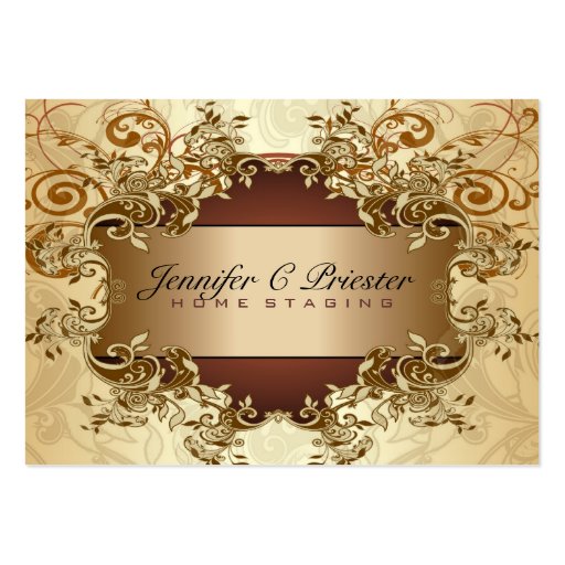 Gold & Brown Tones Vintage Elegant Swirls 2 Business Card