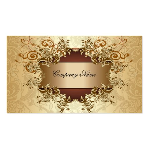 Gold & Brown Tones Vintage Elegant Swirls Business Card (front side)