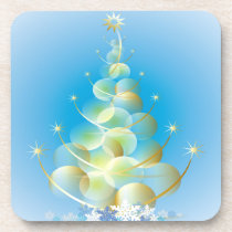 Gold Bubble Christmas Tree Set of Cork Coasters